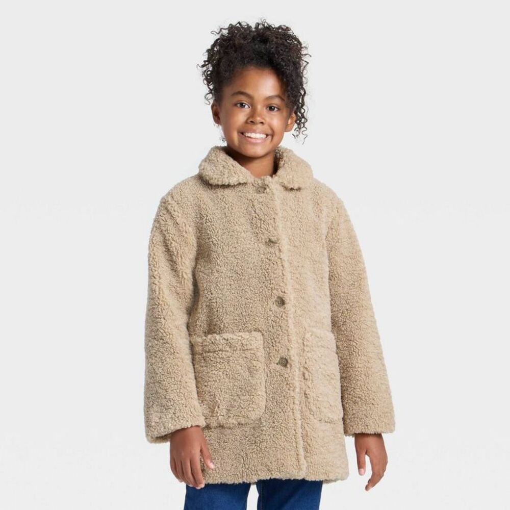 Girls' Fleece Jacket - Cat & Jack Beige L